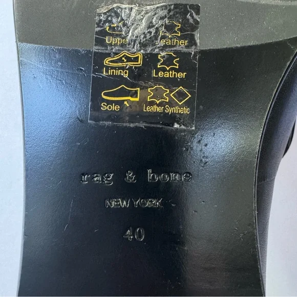 RAG & BONE Aslen Black Leather Loafer With Silver Chain Detail Square Toe Sz 40 - Picture 4 of 16